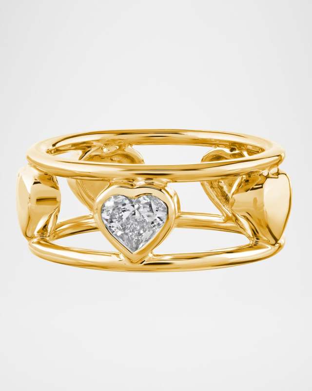 18K Gold Lovely-Cut Diamond Ring, Size